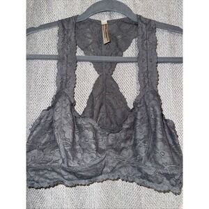 Free People Intimately Galloon Racerback Lace Bralette Light Gray Size Large